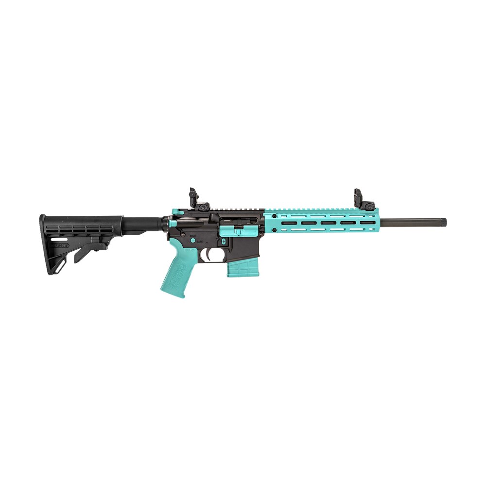 tippmann arms a101203 m4 22 lte 22 lr 25+1 16" black parkerized threaded barrel, matte black aluminum receiver w/picatinny rail, robin egg blue m lok handguard, composite forend, black polymer stock, Tippmann Arms A101203 M4-22 LTE 22 LR 25+1 16" Black Parkerized Threaded Sports South item 188392