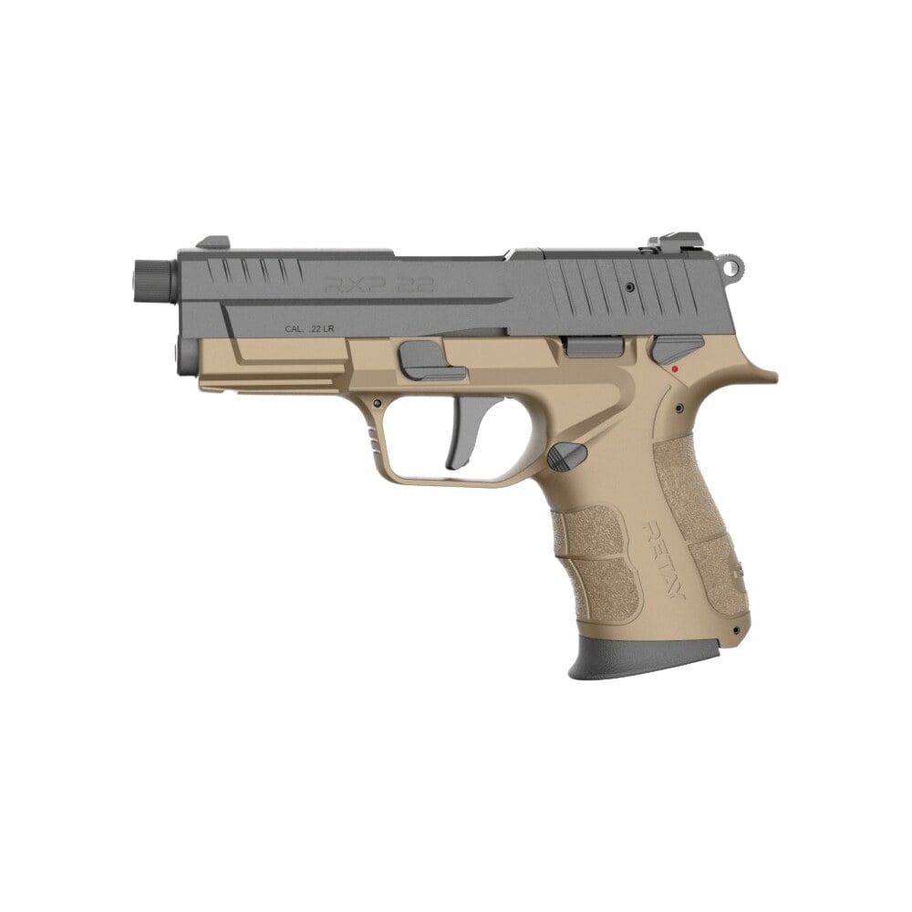 retay usa rxp22fdeblks10th rxp 22 lr 10+1 4" threaded barrel, black cerakote optic ready/serrated slide, flat dark earth cerakote polymer frame w/accessory rail, rmr/rmsc footprint Retay USA RXP22FDEBLKS10TH RXP 22 LR 10+1 4" Threaded Sports South item 188499