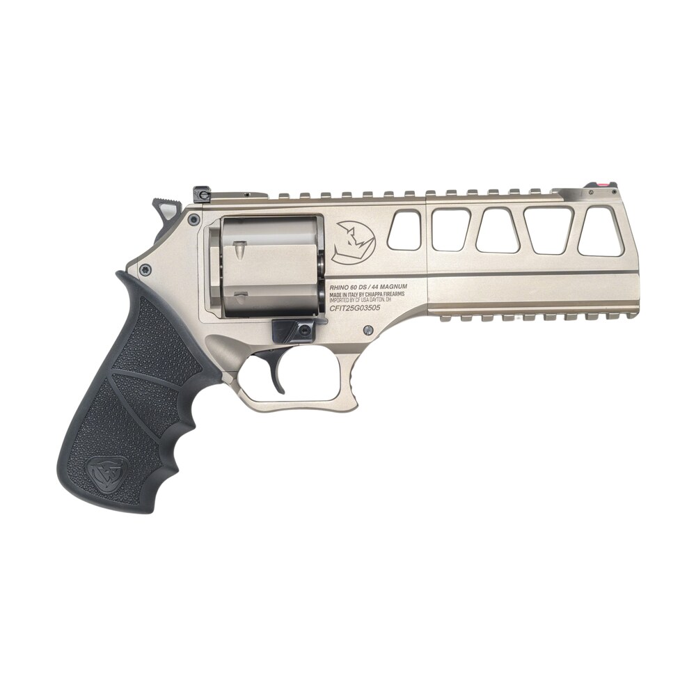 chiappa firearms 340351 60ds l frame 44 mag 6 shot 6" nickel steel barrel & cylinder, nickel alloy frame, black hogue rubber grip Chiappa Firearms 340351 60DS L Frame 44 Mag 6 Shot 6" Nickel Steel Barrel & Cylinder, Sports South item 188705