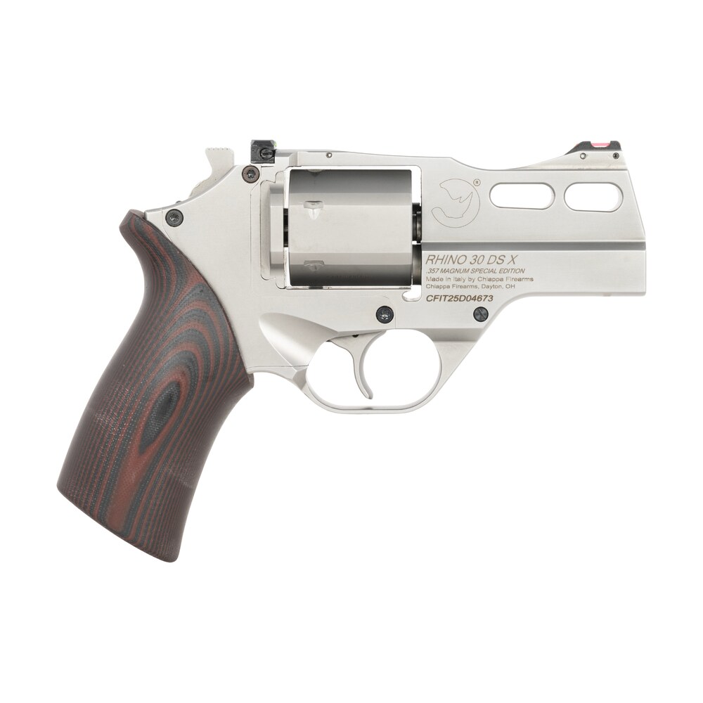 chiappa firearms cf340353 rhino 30sarx *ca compliant 357 mag 6 shot 3" stainless steel barrel & cylinder, stainless alloy frame, black/red g10 grip Chiappa Firearms CF340353 Rhino 30SARX *CA Compliant 357 Mag 6 Shot 3" Stainless Steel Barrel Sports South item 188716
