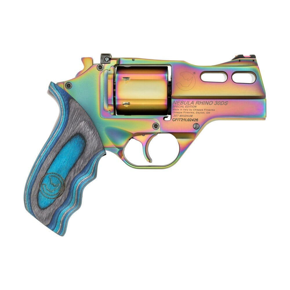 chiappa firearms 340354 rhino 30ds 357 mag 6 shot 3" nebula pvd steel barrel & cylinder, nebula pvd alloy frame, blue laminate grip Chiappa Firearms 340354 Rhino 30DS 357 Mag 6 Shot 3" Nebula PVD Steel Barrel & Cylinder, Sports South item 188717