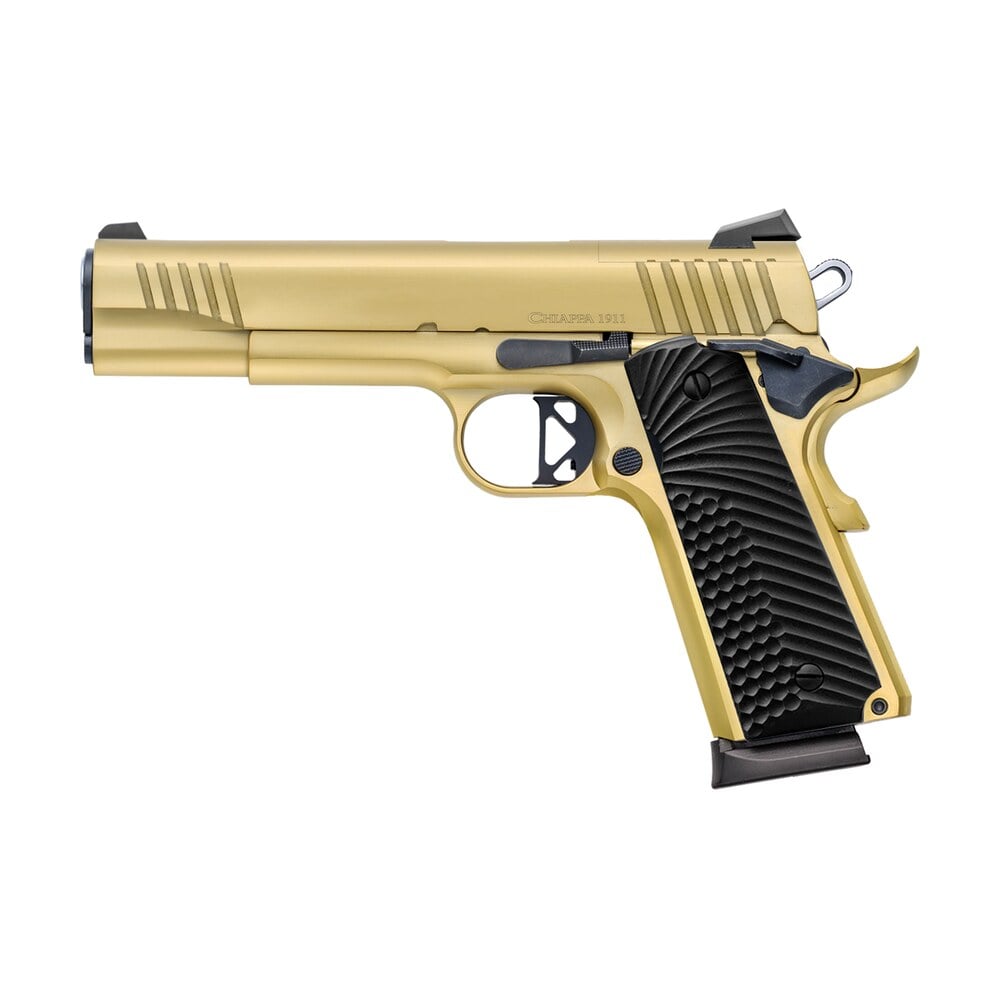 chiappa firearms 440233 1911 superior full size frame 38 super 8+1 5" gold optic ready/serrated slide & frame, walnut grip rmr/rmsc footprint Chiappa Firearms 440233 1911 Superior Full Size Frame 38 Super 8+1 5" Gold Optic Ready/Serrated Sports South item 188723