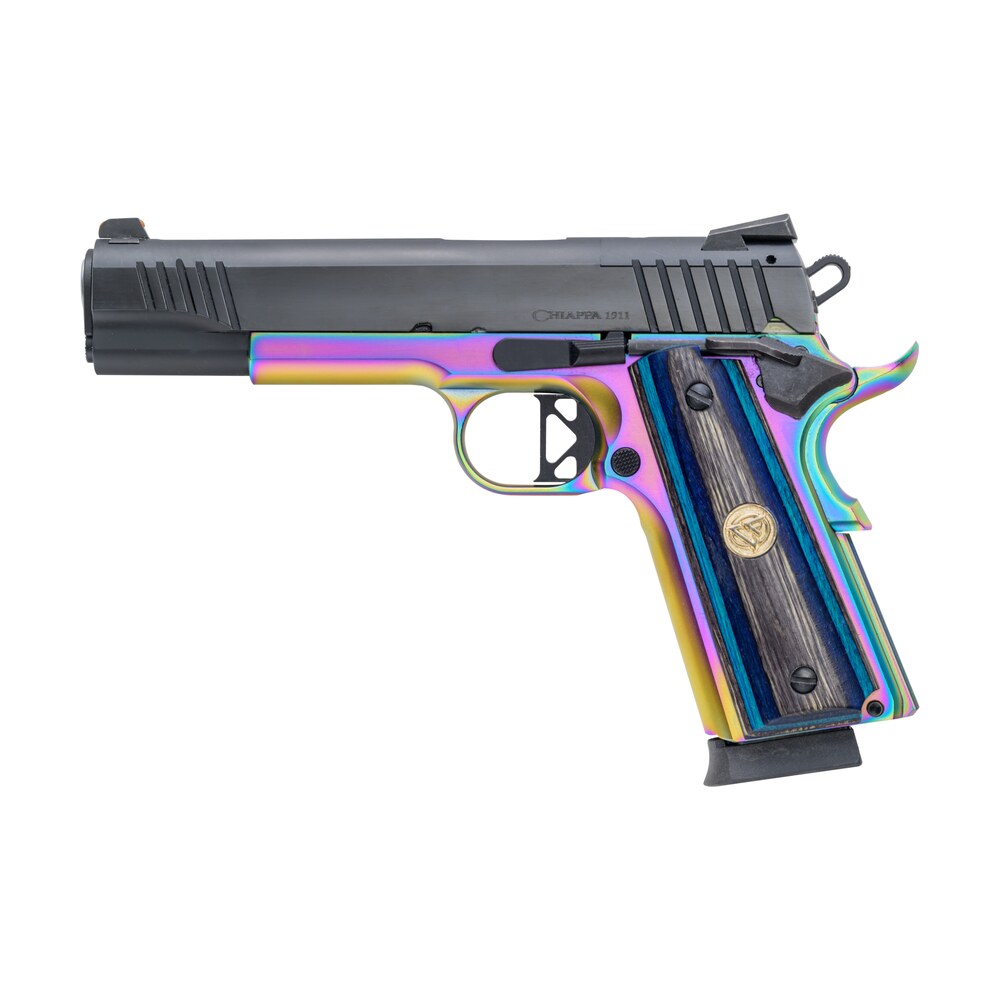 chiappa firearms 440237 1911 superior full size frame 45 acp 8+1 5" black optic ready/serrated slide, blue laminate grip, rmr/rmsc footprint Chiappa Firearms 440237 1911 Superior Full Size Frame 45 ACP 8+1 5" Black Optic Ready/Serrated Sports South item 188727