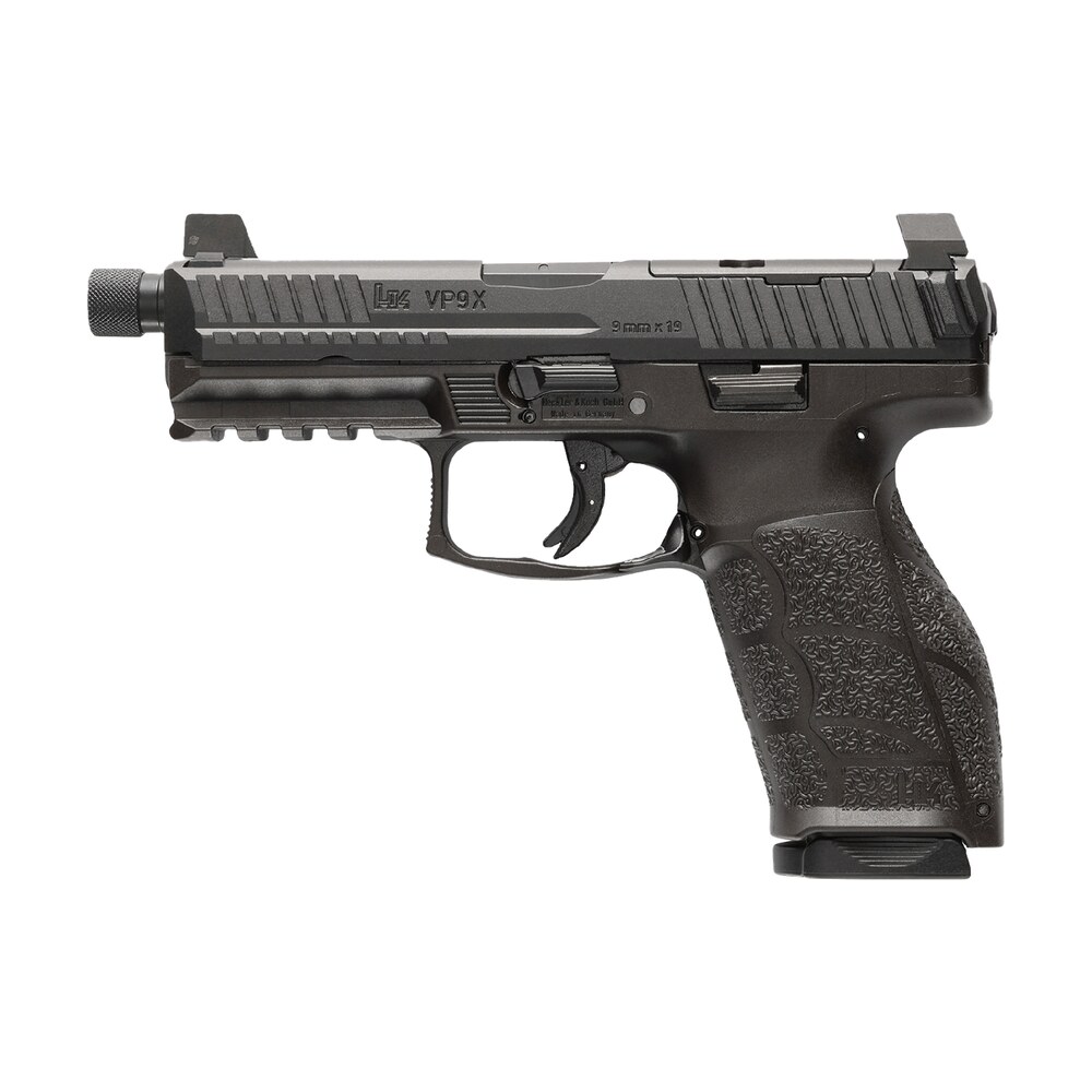 hk 81001224 vp9a1 x tactical full size 9mm luger 15+1 4.70" black threaded barrel, black steel serrated w/optic slide, black polymer frame w/picatinny rail, textured grip HK 81001224 VP9A1 X Tactical Full Size 9mm Luger 15+1 4.70" Black Threaded Sports South item 189196