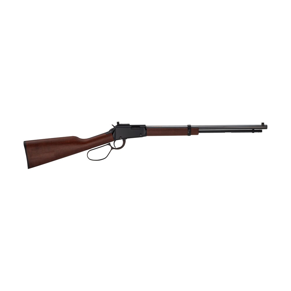 henry h001tp22m tracker carbine 22 wmr 13+1 20" blued octagon barrel, black aluminum grooved receiver, american walnut fixed w/pistol grip stock Henry H001TP22M Tracker Carbine 22 WMR 13+1 20" Blued Octagon Sports South item 189274