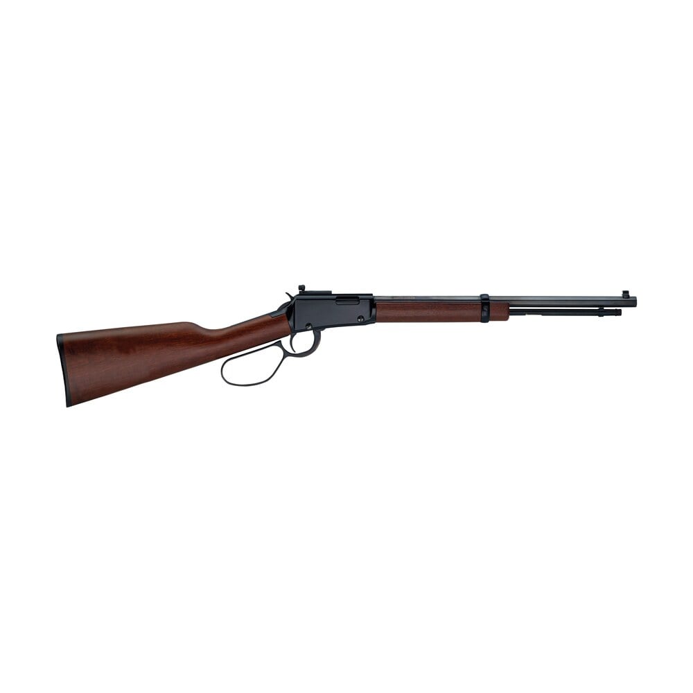 henry h001trp22m tracker carbine 22 wmr 10+1 16.50" blued octagon barrel, black aluminum grooved receiver, american walnut straight grip stock Henry H001TRP22M Tracker Carbine 22 WMR 10+1 16.50" Blued Octagon Sports South item 189276