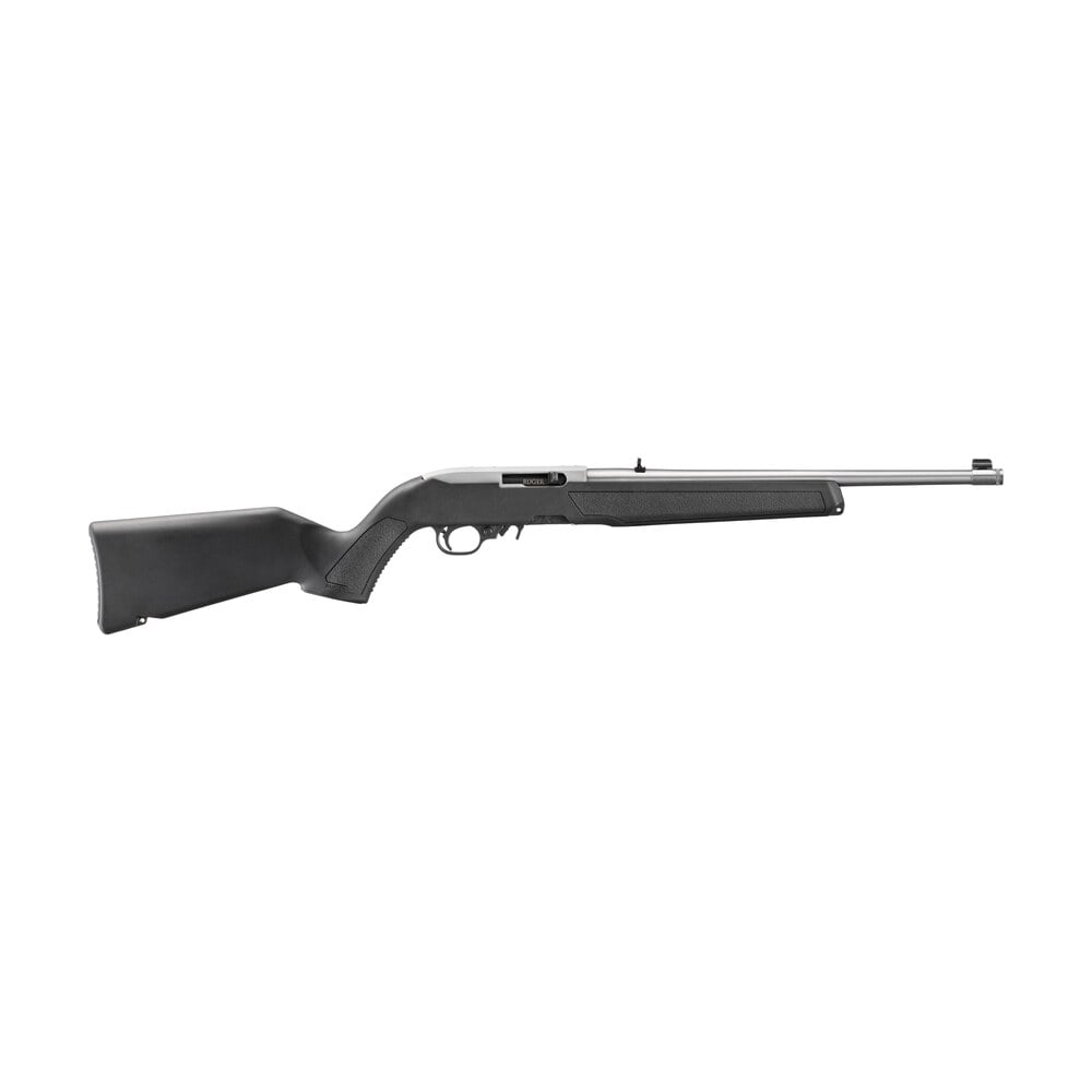 ruger 32004 10/22 22 lr 10+1 16.40" satin threaded barrel satin stainless steel receiver drilled & tapped receiver black fixed w/m lok polymer stock Ruger 32004 10/22 22 LR 10+1 16.40" Satin Threaded Barrel Satin Stainless Steel Receiver Sports South item 189404
