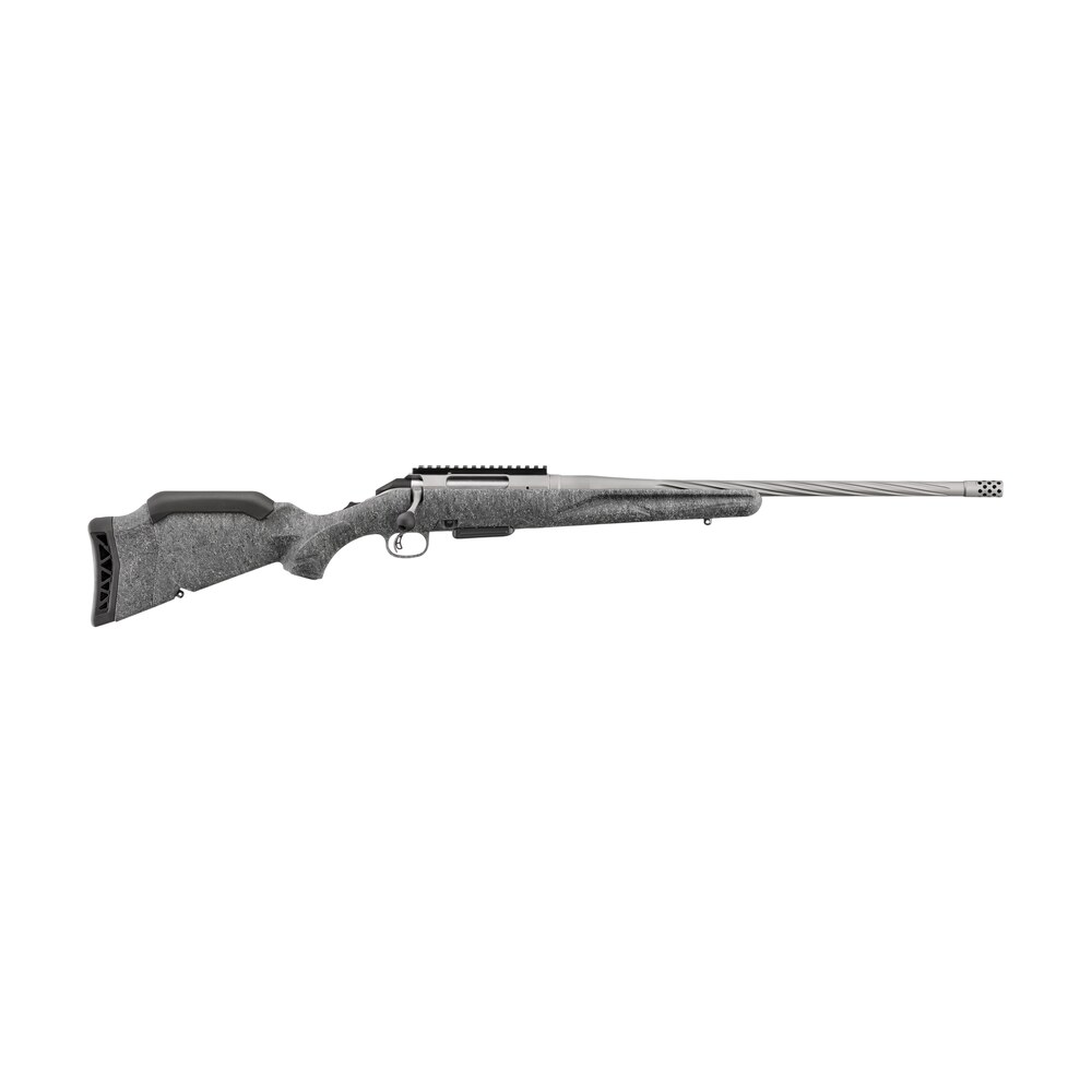 ruger 46991 american ii 350 legend 5+1 20" gun metal gray cerakote spiral threaded barrel, gun metal gray cerakote alloy steel drilled & tapped receiver, gray splatter adj lop synthetic stock Ruger 46991 American II 350 Legend 5+1 20" Gun Metal Gray Cerakote Spiral Threaded Sports South item 189440