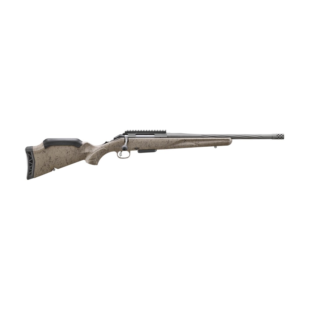 ruger 46992 american ii ranch 350 legend 5+1 16.40" cobalt cerakote spiral threaded barrel & alloy steel receiver w/picatinny rail, flat dark earth splatter fixed synthetic stock Ruger 46992 American II Ranch 350 Legend 5+1 16.40" Cobalt Cerakote Spiral Threaded Barrel Sports South item 189441