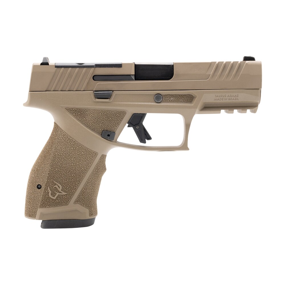 taurus tx 9 compact 9mm luger 15+1 4" black barrel, flat dark earth alloy steel optic ready/serrated slide, flat dark earth stainless steel frame w/picatinny rail, interchangeable backstrap grip Taurus TX 9 Compact 9mm Luger 15+1 4" Black Sports South item 189455