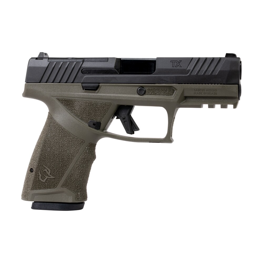 taurus tx 9 compact 9mm luger 15+1 4" black barrel, od green alloy steel optic ready/serrated slide, black stainless steel frame w/picatinny rail, interchangeable backstrap grip Taurus TX 9 Compact 9mm Luger 15+1 4" Black Sports South item 189456
