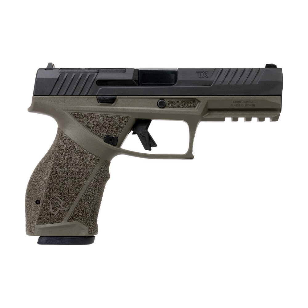 taurus tx 9 full size 9mm luger 17+1 4.50" black barrel, od green alloy steel optic ready/serrated slide, black stainless steel frame w/picatinny rail, interchangeable backstrap grip Taurus TX 9 Full Size 9mm Luger 17+1 4.50" Black Sports South item 189459