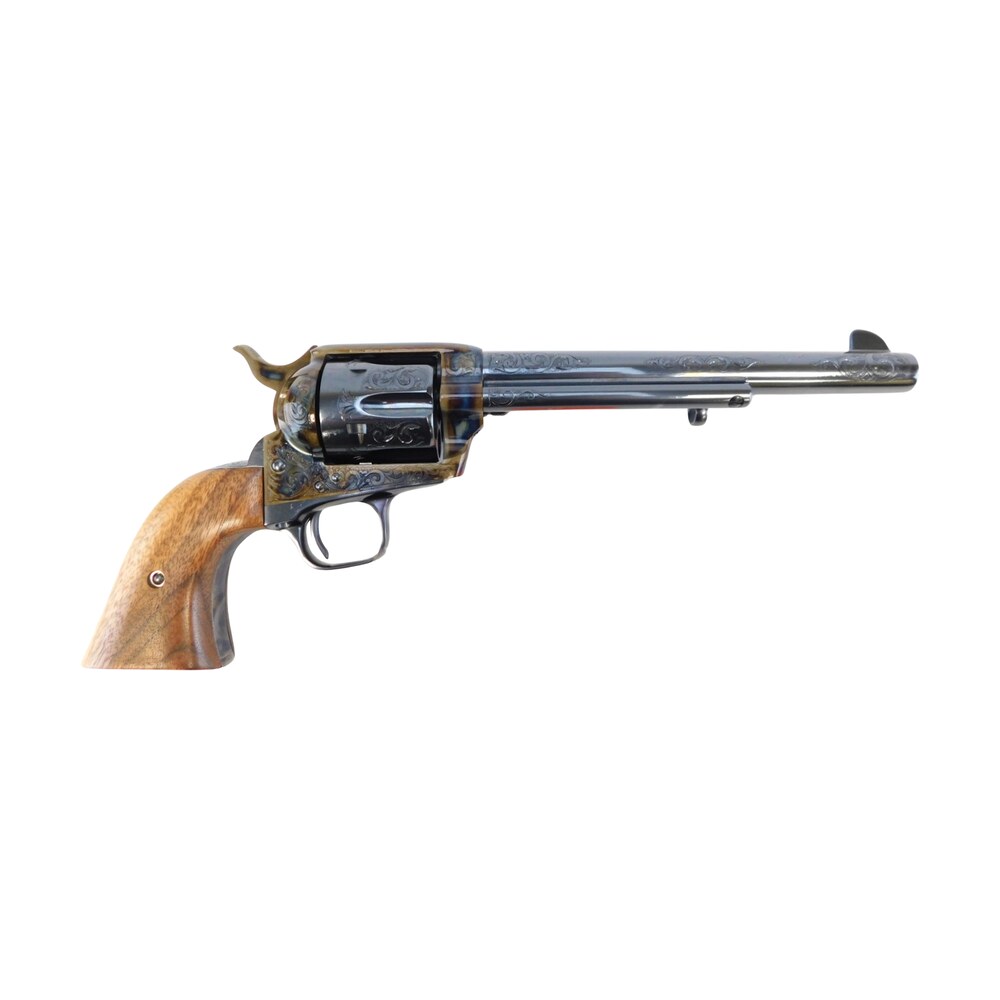 colt mfg p2870z single action army 150th anniversary 45 long colt 6 shot 7.50" engraved blued barrel & cylinder, engraved color case hardened frame, walnut grip Colt Mfg P2870Z Single Sports South item 189503