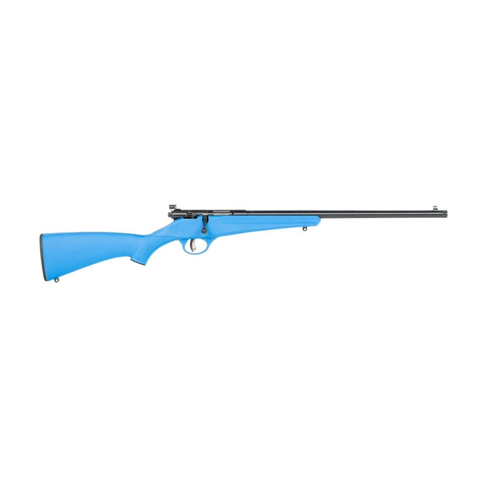 savage arms rascal f sr 22 lr 1rd 16.13" matte black single shot threaded barrel, blue synthetic stock, right hand Savage Arms Rascal F-SR 22 LR 1rd 16.13" Matte Black Single Shot Threaded Sports South item 190040