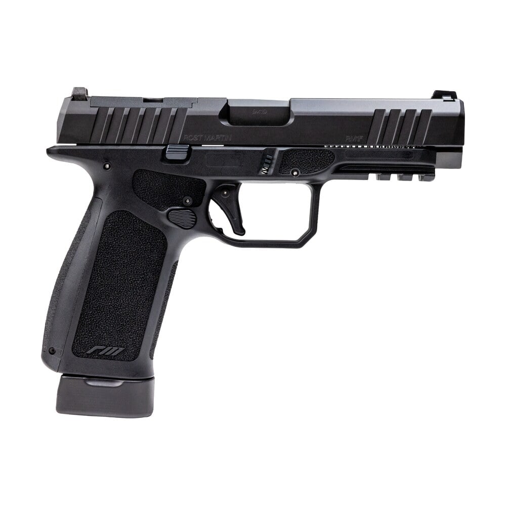 rost martin rm1fblkosp rm1f 9mm luger 17+1 19+1 4.50" black match grade barrel black nitron steel optic ready/serrated slide black polymer frame w/picatinny rail interchangeable backstrap grip rmr fo Rost Martin RM1FBLKOSP RM1F 9mm Luger 17+1 19+1 4.50" Black Match Grade Barrel Black Nitron Sports South item 190220