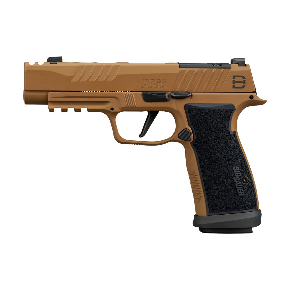 sig sauer 365axgf9dh3 p365 dh3 axg compact 9mm luger 21+1 3.70" black dlc barrel, coyote cerakote stainless steel lightening cut/optic ready/serrated slide, coyote cerakote axg grip module, sig loc co Sig Sauer 365AXGF9DH3 P365 DH3 AXG Compact 9mm Luger 21+1 3.70" Black DLC Sports South item 190234