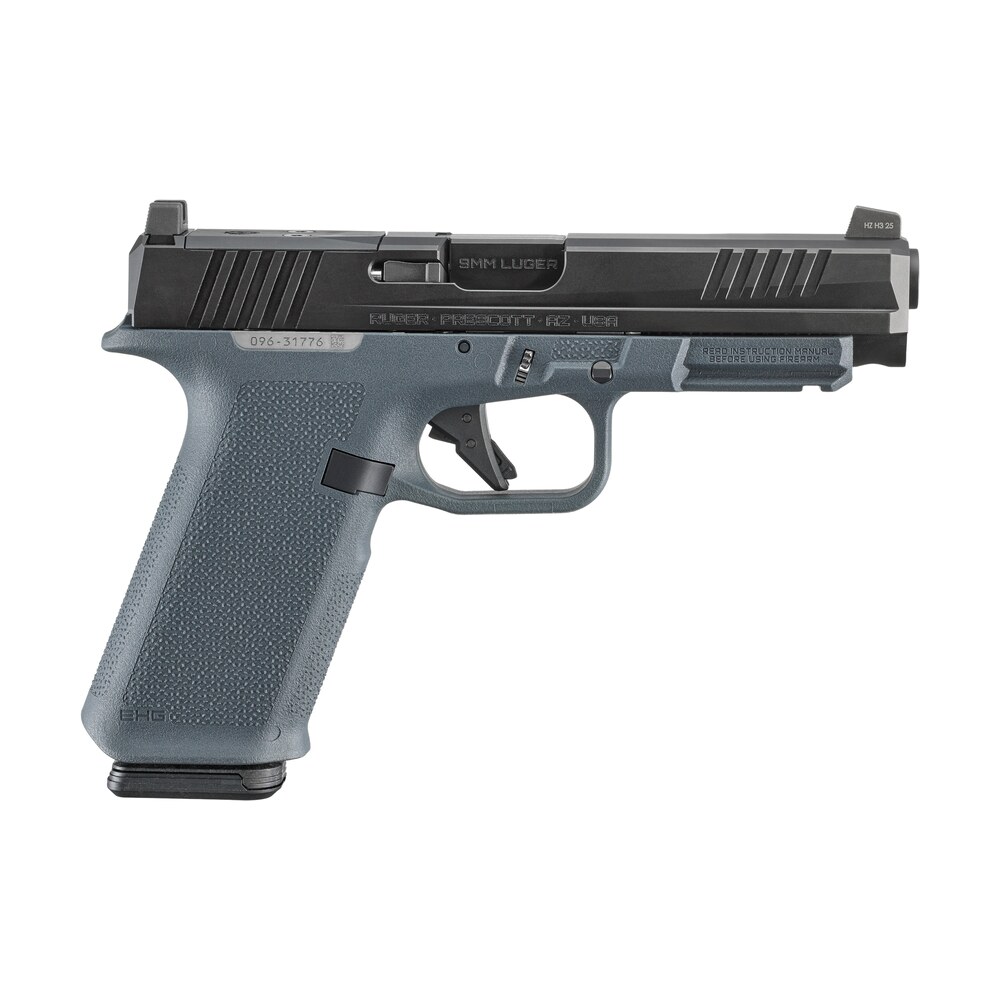 ruger 19443 rxm 9mm luger 17+1 4.50" black fnc nitride alloy steel barrel & optic ready/serrated slide, stealth gray polymer frame w/accessory rail, textured grip, rmr/rmsc/deltapoint pro footprint Ruger 19443 RXM 9mm Luger 17+1 4.50" Black FNC Nitride Alloy Steel Barrel & Optic Sports South item 190350
