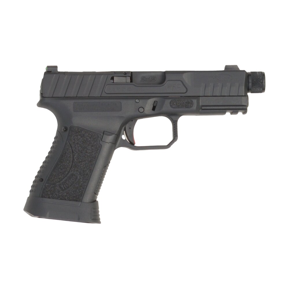 tristar 85780 apoc pro 9mm luger 15+1 4.50" black threaded barrel, black steel optic ready/serrated slide, black polymer frame w/picatinny rail, interchangeable backstrap grip TriStar 85780 Apoc Pro 9mm Luger 15+1 4.50" Black Threaded Sports South item 190484