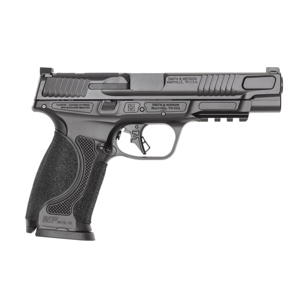 smith & wesson 14670 m&p m2.0 metal 9mm luger 17+1 5" black armornite stainless steel barrel & optic ready/serrated slide, black armornite stainless steel frame w/picatinny rail, interchangeable palms Smith & Wesson 14670 M&P M2.0 Metal 9mm Luger 17+1 5" Black Armornite Stainless Steel Sports South item 190569