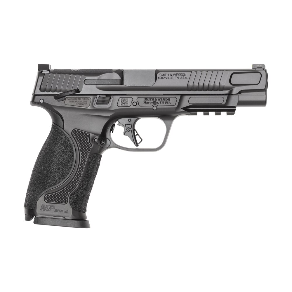 smith & wesson 14673 m&p m2.0 metal 9mm luger 10+1 5" black armornite stainless steel barrel & optic ready/serrated slide, black armornite stainless steel frame w/picatinny rail, interchangeable palms Smith & Wesson 14673 M&P M2.0 Metal 9mm Luger 10+1 5" Black Armornite Stainless Steel Sports South item 190571