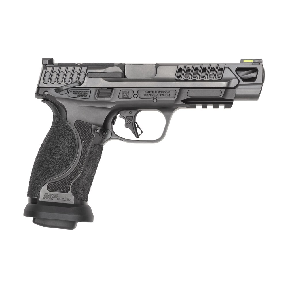 smith & wesson 14069 m&p m2.0 competitor hd 9mm luger 17+1 5" overall black armornite stainless steel spiral fluted barrel, lightening cut/optic ready/serrated slide & stainless steel frame w/picatinn Smith & Wesson 14069 M&P M2.0 Competitor HD 9mm Luger 17+1 5" Overall Black Armornite Sports South item 190573