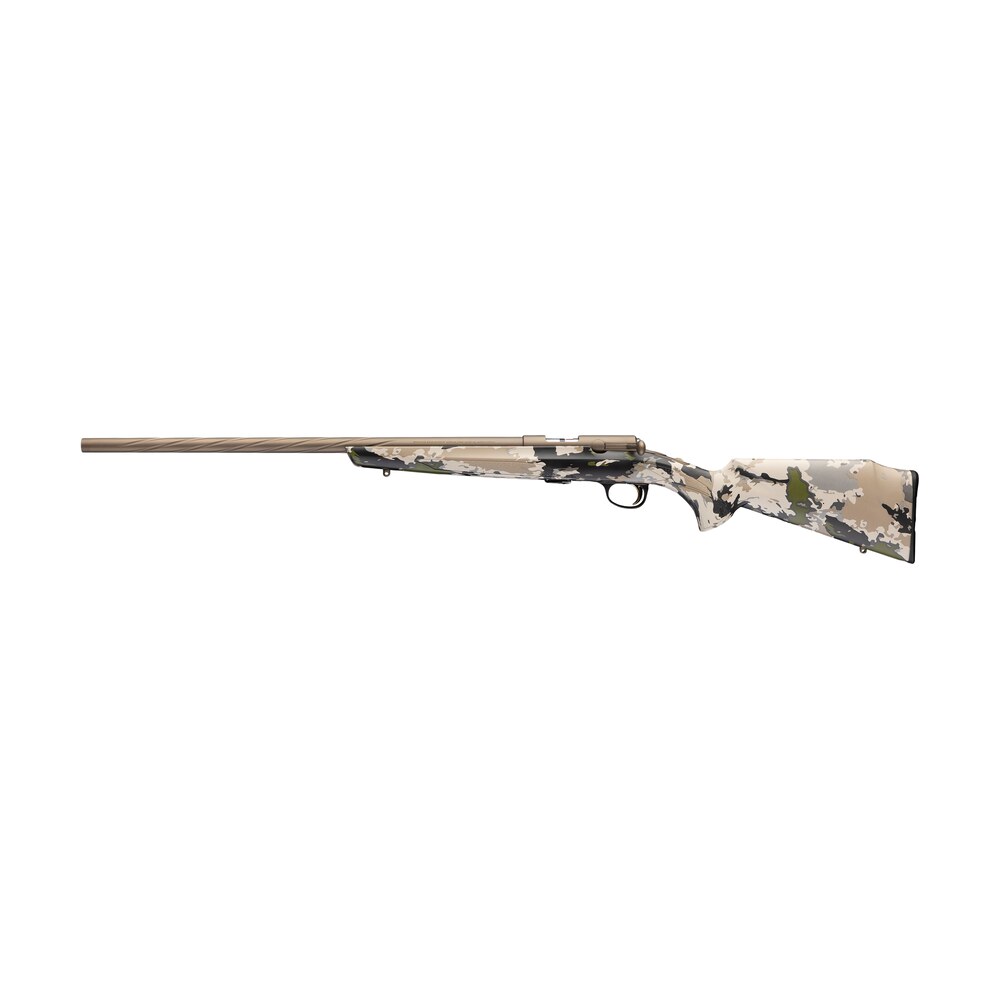 browning 025261204 t bolt speed 22 wmr 10+1 22" smoked bronze cerakote spiral fluted threaded barrel, smoked bronze cerakote steel drilled & tapped receiver, ovix camo fixed synthetic stock, left hand Browning 025261204 T-Bolt Speed 22 WMR 10+1 22" Smoked Bronze Cerakote Spiral Fluted Threaded Sports South item 191043