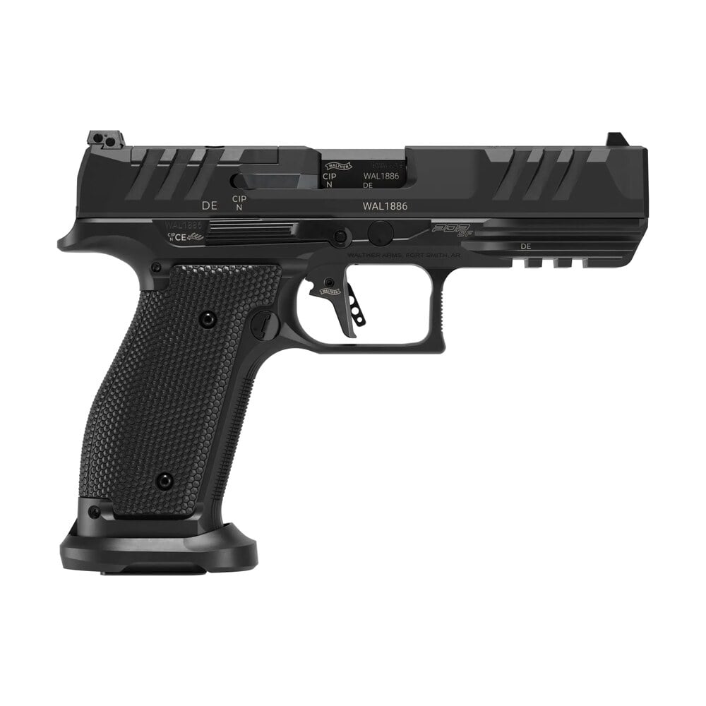 walther arms 289700810 pdp full size 9mm luger 10+1 4.50" black polygonal rifled barrel, black optic ready/serrated slide, black steel frame w/picatinny rail, textured wraparound grip Walther Arms 289700810 PDP Full Size 9mm Luger 10+1 4.50" Black Polygonal Rifled Sports South item 191176