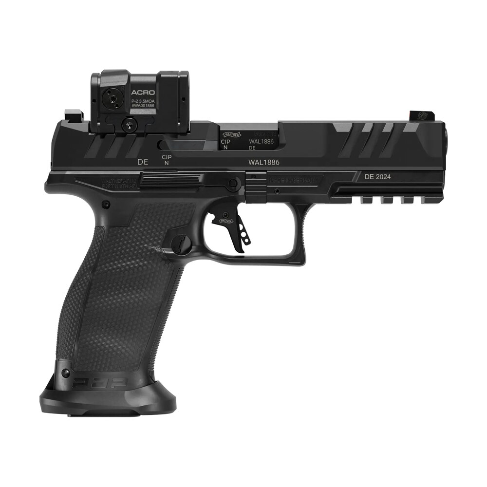 walther arms 2880091pro pdp pro acro full size 9mm luger 10+1 4.50" black polygonal rifled barrel, black serrated w/optic slide, black polymer frame w/picatinny rail, textured polymer grip, aimpoint a Walther Arms 2880091PRO PDP Pro ACRO Full Size 9mm Luger 10+1 4.50" Black Polygonal Rifled Sports South item 191178