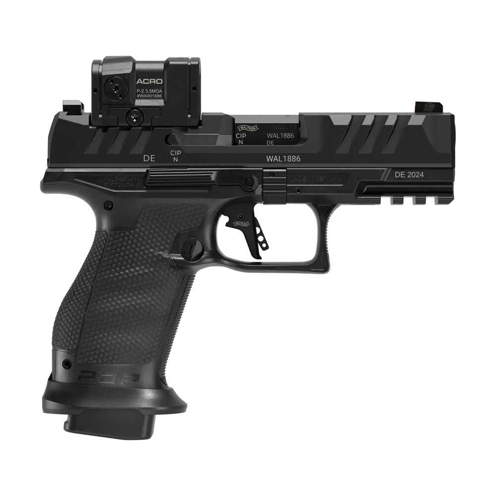 walther arms 4797068 pdp pro acro compact 9mm luger 10+1 4" black polygonal rifled barrel, serrated w/optic slide, black polymer frame w/picatinny rail, textured polymer grip, aimpoint acro p 2 red do Walther Arms 4797068 PDP Pro ACRO Compact 9mm Luger 10+1 4" Black Polygonal Rifled Sports South item 191179