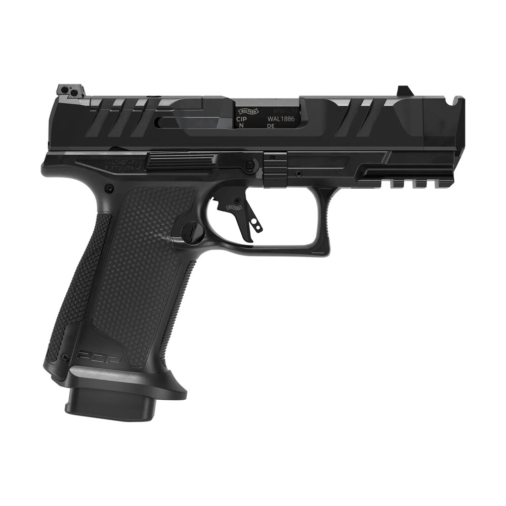 walther arms 4797050 pdp pro x sub compact frame 9mm luger 10+1 3.75" black barrel, black optic ready/serrated slide, black polymer frame w/picatinny rail, black textured grip Walther Arms 4797050 PDP Pro X Sub-Compact Frame 9mm Luger 10+1 3.75" Black Sports South item 191180
