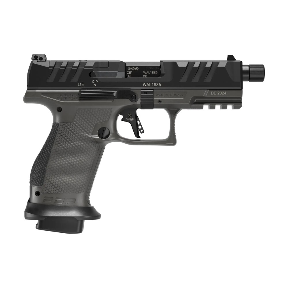 walther arms 2871947 pdp pro sd compact 9mm luger 10+1 4.60" black threaded barrel, black optic ready/serrated slide, tungsten gray polymer frame w/picatinny rail, textured polymer grip Walther Arms 2871947 PDP Pro SD Compact 9mm Luger 10+1 4.60" Black Threaded Sports South item 191182