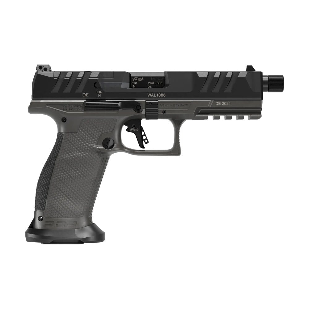 walther arms 2871971 pdp pro sd full size 9mm luger 10+1 5.10" black threaded barrel, black optic ready/serrated slide, tungsten gray polymer frame w/picatinny rail, textured polymer grip Walther Arms 2871971 PDP Pro SD Full Size 9mm Luger 10+1 5.10" Black Threaded Sports South item 191183