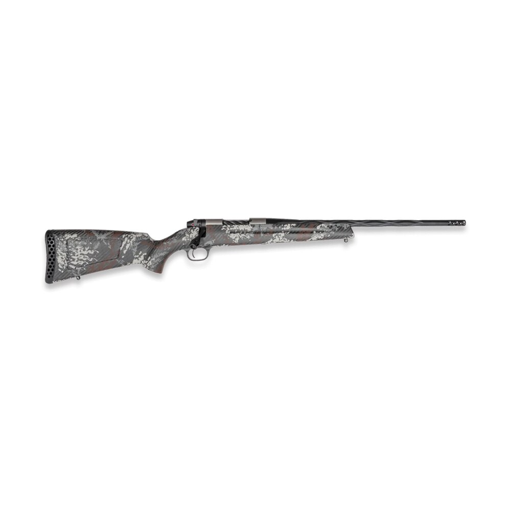 weatherby mbp01n25rwr3b mark v capra 25 wby rpm 2+1 21" graphite black cerakote fluted threaded barrel titanium receiver drilled & tapped receiver exposed carbon w/gray, white & rust sponge accents fi Weatherby MBP01N25RWR3B Mark V Capra 25 WBY RPM 2+1 21" Graphite Black Cerakote Fluted Threaded Sports South item 191326