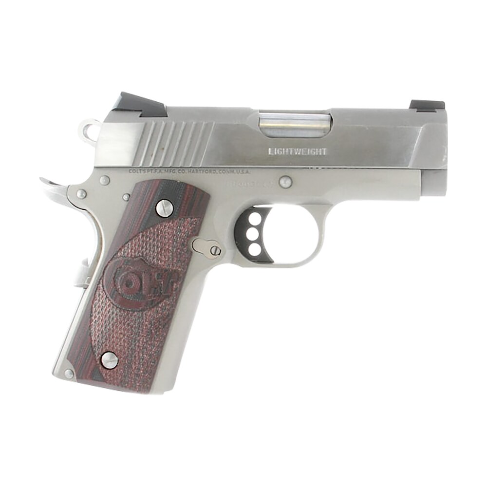 colt mfg o7000xe defender compact 45 acp 7+1 3″ steel barrel, stainless serrated slide, matte stainless aluminum frame w/beavertail, black cherry tactical g10 grips, ambidextrous Colt Mfg O7000XE Defender Compact 45 ACP 7+1 3" Steel Sports South item 19161