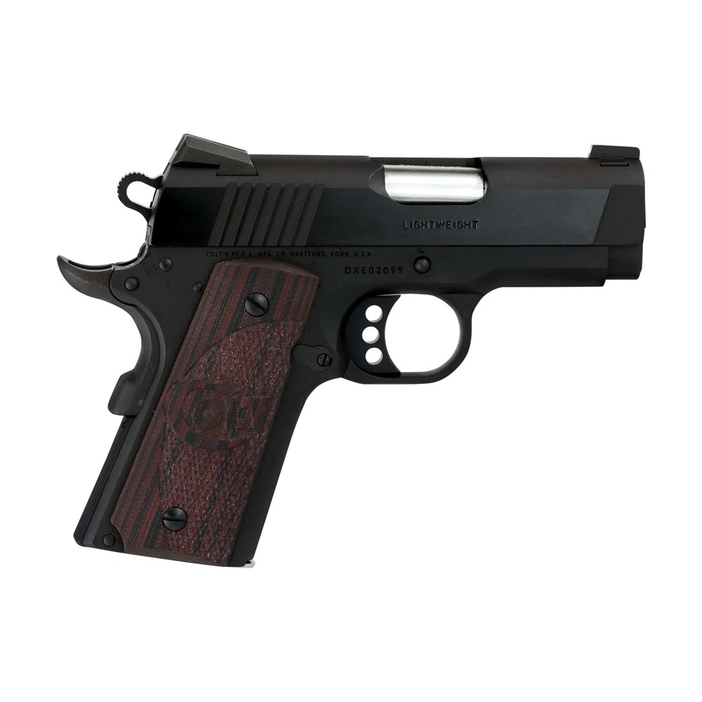 colt mfg o7800xe defender compact 45 acp 7+1 3″ black steel barrel, blued serrated slide, matte black cerakote aluminum frame w/beavertail, black cherry tactical g10 grips, ambidextrous Colt Mfg O7800XE Defender Compact 45 ACP 7+1 3" Black Steel Sports South item 19162