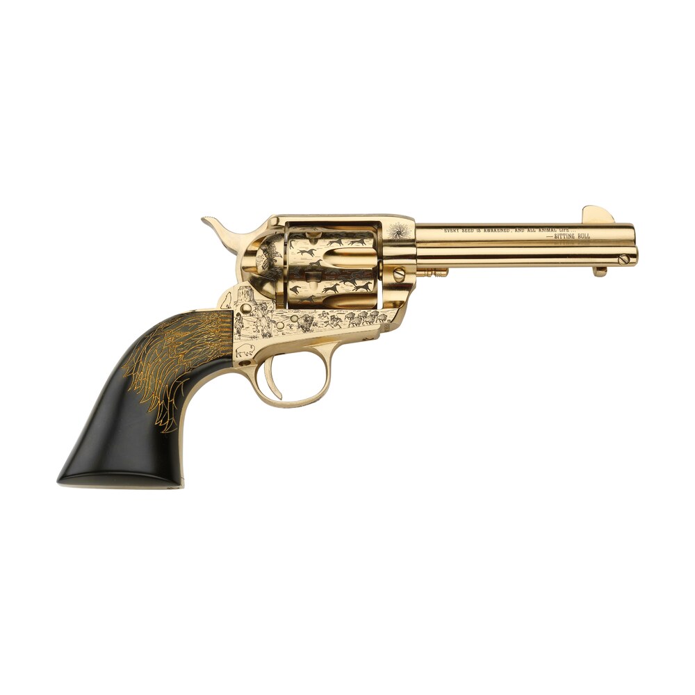 pietta pfi45kop434ep keeper of the plains 45 colt (long colt) 6 shot 4.75" ultra black engraved w/eagle feather grip Pietta PFI45KOP434EP Keeper Of The Plains 45 Colt (Long Colt) 6 Shot 4.75" Ultra Black Engraved Sports South item 191736
