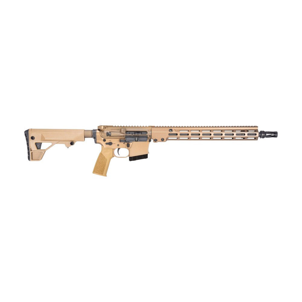 geissele automatics 08653s gfr recce 6mm arc 8+1 16" threaded barrel, desert dirt cerakote aluminum receiver w/picatinny rail, m lok handguard, mil spec 6 position buffer tube, dd polymer geissele sbs Geissele Automatics 08653S GFR Recce 6mm ARC 8+1 16" Threaded Sports South item 191856