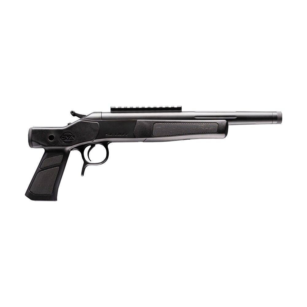 cva cp804 scout xp 350 legend 1rd 11.50" matte stainless steel fluted threaded barrel, picatinny rail, graphite black xp pistol grip CVA CP804 Scout XP 350 Legend 1rd 11.50" Matte Stainless Steel Fluted Threaded Sports South item 192039