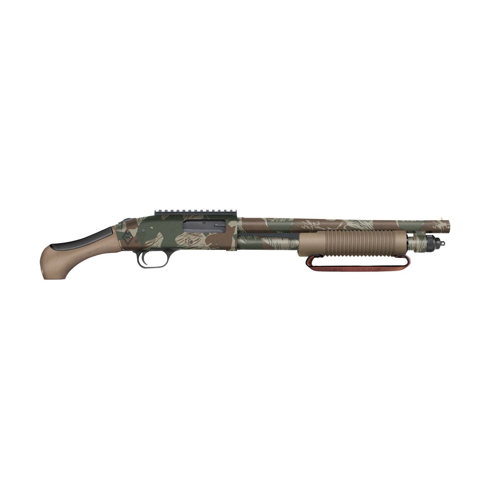 mossberg 50632 590 aftershock 12 gauge 5+1 14.38" rhodesian brushstroke camo barrel & receiver w/picatinny rail, fde aftershock grip Mossberg 50632 590 AfterShock 12 Gauge 5+1 14.38" Rhodesian Brushstroke Camo Barrel & Sports South item 192570