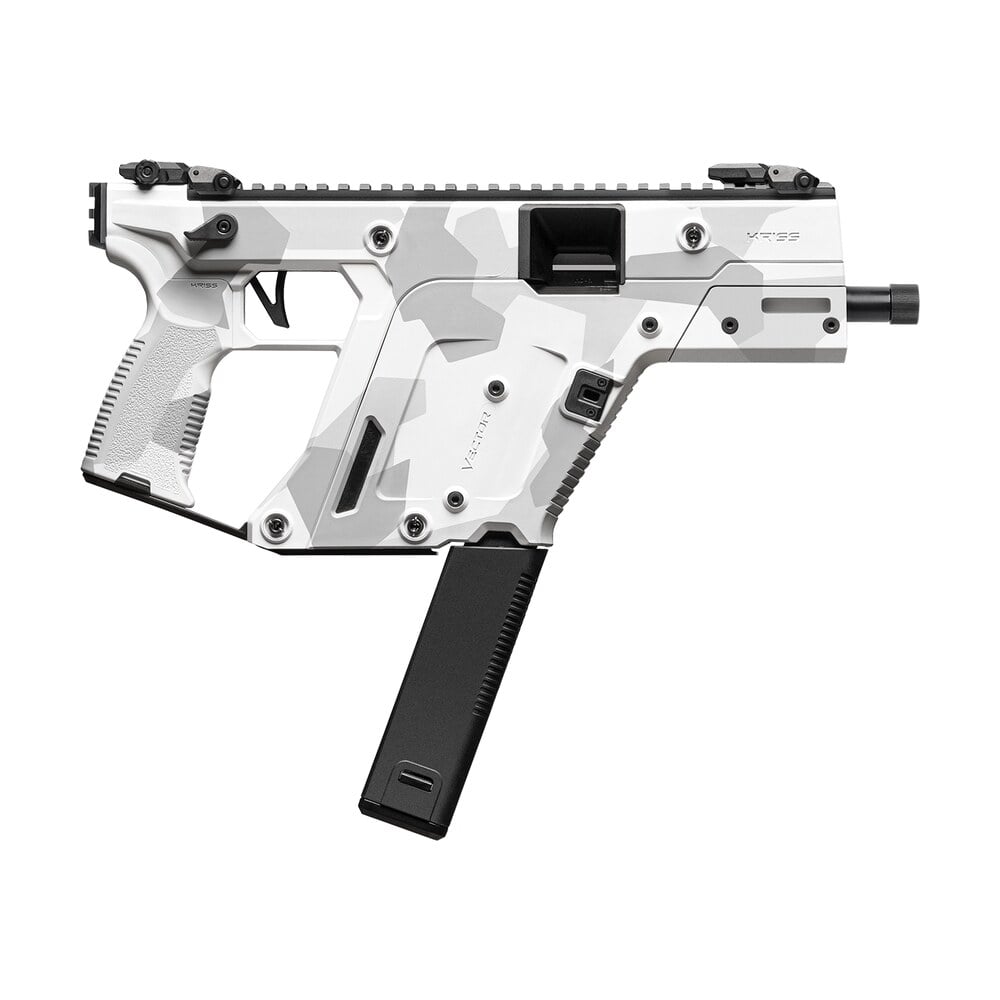 kriss usa kv903pad00 vector sdp gen3 9mm luger 40+1 5.50" black nitride threaded barrel, arctic delta cerakote receiver w/picatinny rail, rear picatinny rail, m lok handguard, white polymer grip Kriss USA KV903PAD00 Vector SDP Gen3 9mm Luger 40+1 5.50" Black Nitride Threaded Sports South item 192599