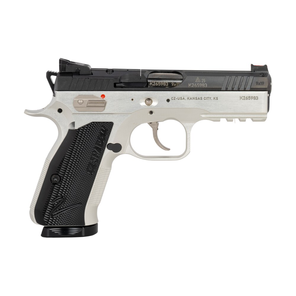 cz usa 86156 shadow 2 compact frame 9mm luger 15+1 4" stainless black optic ready/serrated slide, silver aluminum frame w/beavertail & picatinny rail, black duralumin grip CZ-USA 86156 Shadow 2 Compact Frame 9mm Luger 15+1 4" Stainless Black Optic Ready/Serrated Sports South item 192873