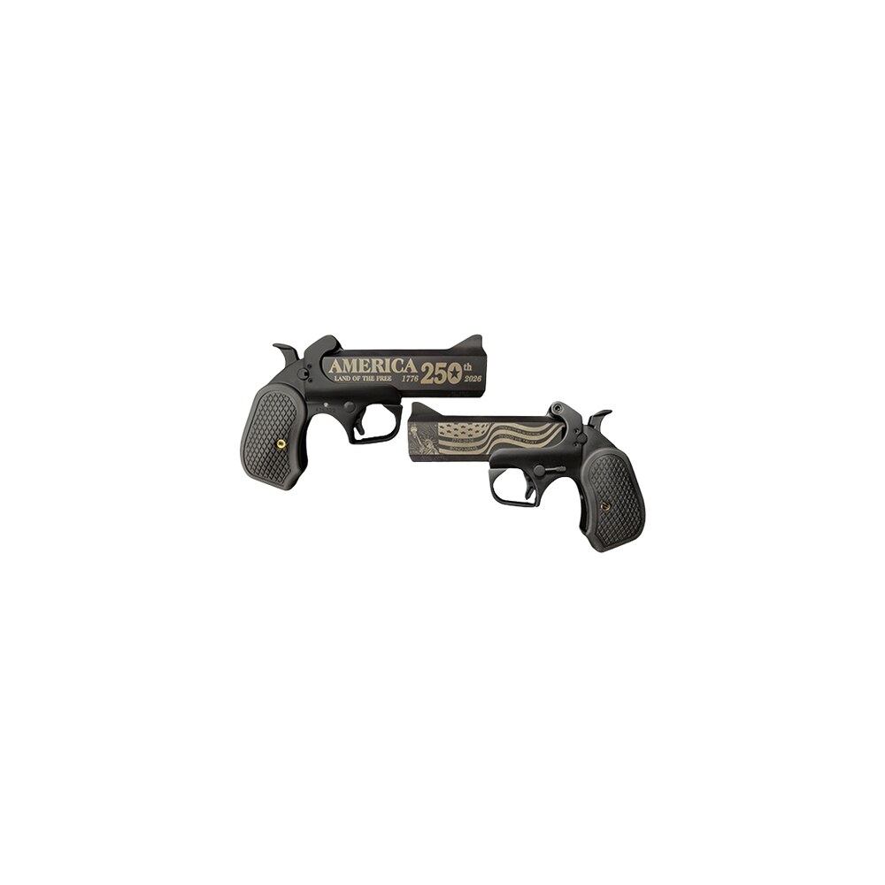 bond arms ba250th blk 45/410 america 250th anniversary 45 colt/410 gauge 2 shot 4.25" black cerakote engraved barrel black cerakote stainless steel frame black extended b6 resin grips right hand Bond Arms BA250TH-BLK-45/410 America 250th Anniversary 45 Colt/410 Gauge 2 Shot 4.25" Black Sports South item 192889