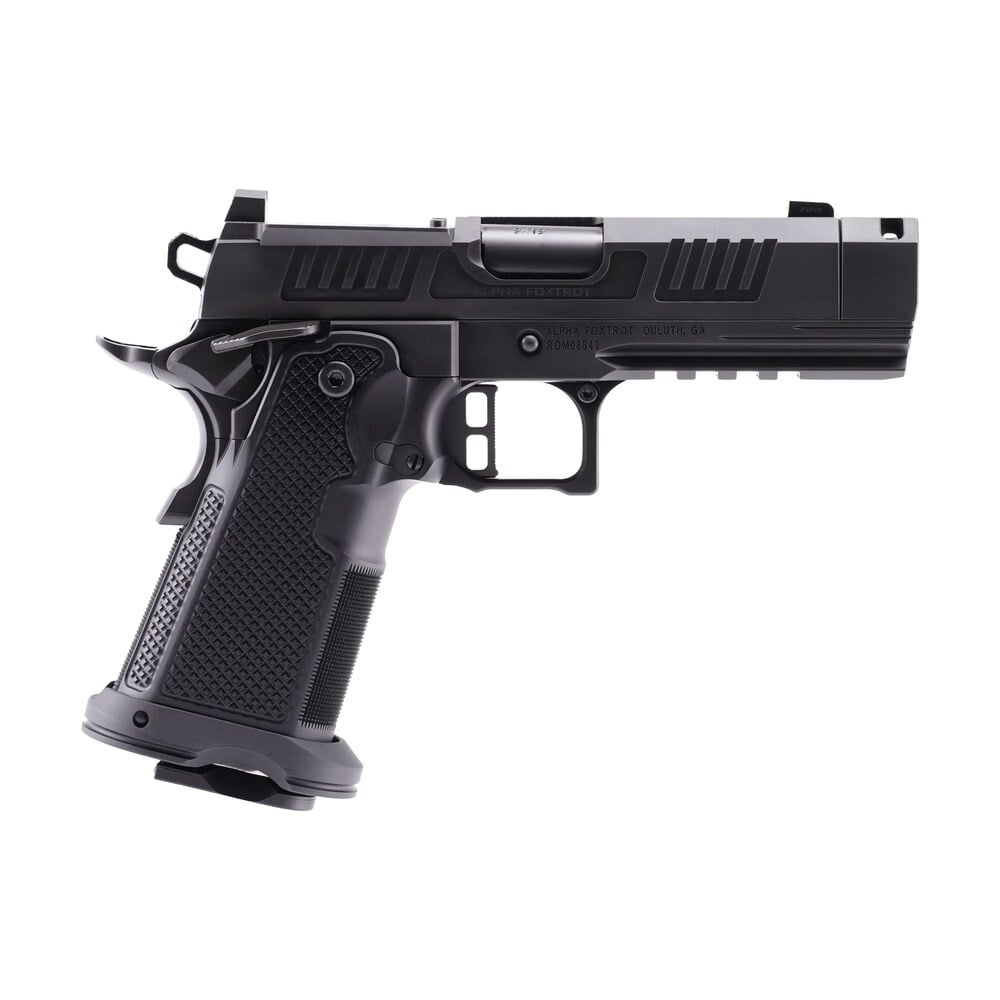 alpha foxtrot aa47x1qig xdbk19 af1911 romulus 9mm luger 20+1 3.50" black dlc stainless steel threaded compensated barrel, optic ready/serrated slide & frame w/beavertail & picatinny rail, aluminum gri Alpha Foxtrot AA47X1QIG-XDBK19 AF1911 Romulus 9mm Luger 20+1 3.50" Black DLC Stainless Steel Sports South item 193026
