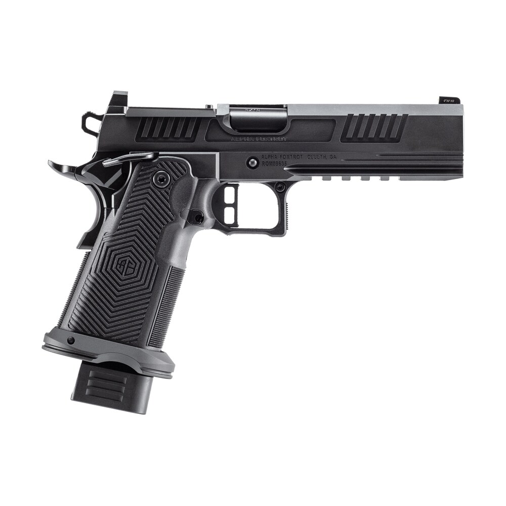 alpha foxtrot aa47x1eid xdbk19 af1911 romulus 9mm luger 20+1 17+1 5" black dlc stainless steel bull barrel, optic ready/serrated slide & frame w/beavertail & picatinny rail, aluminum grip, rmsc/rmr fo Alpha Foxtrot AA47X1EID-XDBK19 AF1911 Romulus 9mm Luger 20+1 17+1 5" Black DLC Stainless Steel Sports South item 193028
