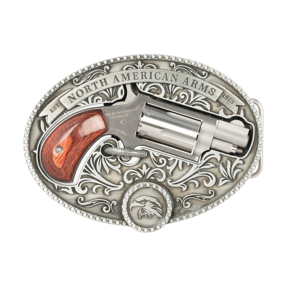 north american arms 22msbbo chuckwagon w/belt buckle 22 mag 5rd shot 1.13" matte stainless steel barrel, stainless cylinder & frame, rosewood grip North American Arms 22MSBBO Chuckwagon Sports South item 193089