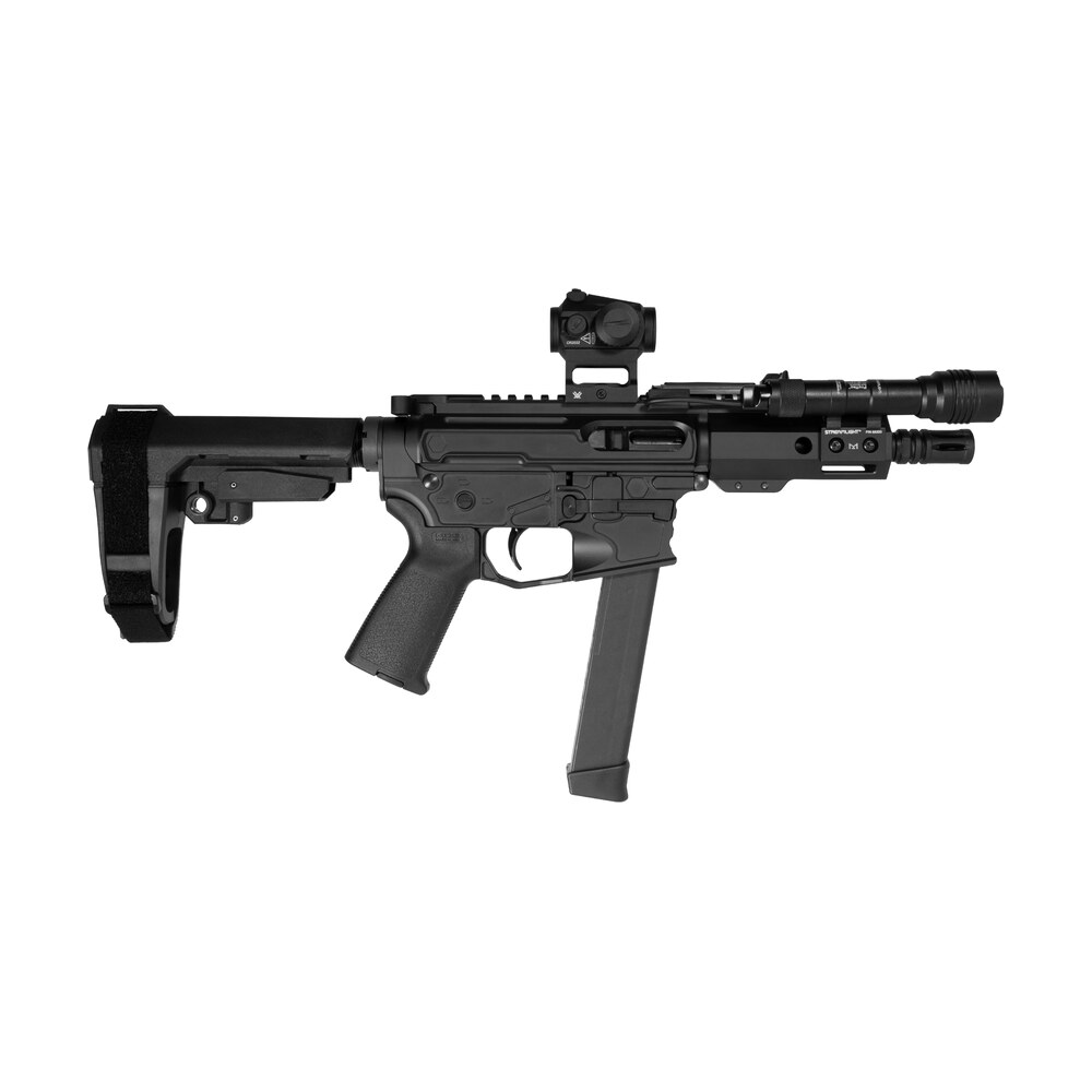 shark coast tactical mnpcc00672 midnight bundle 9mm luger 30+1 5" threaded barrel, aluminum receiver w/picatinny rail. m lok handguard, polymer sb tactical sba3 brace, vortex crossfire red dot, stream Shark Coast Tactical MNPCC00672 Midnight Bundle 9mm Luger 30+1 5" Threaded Sports South item 193717