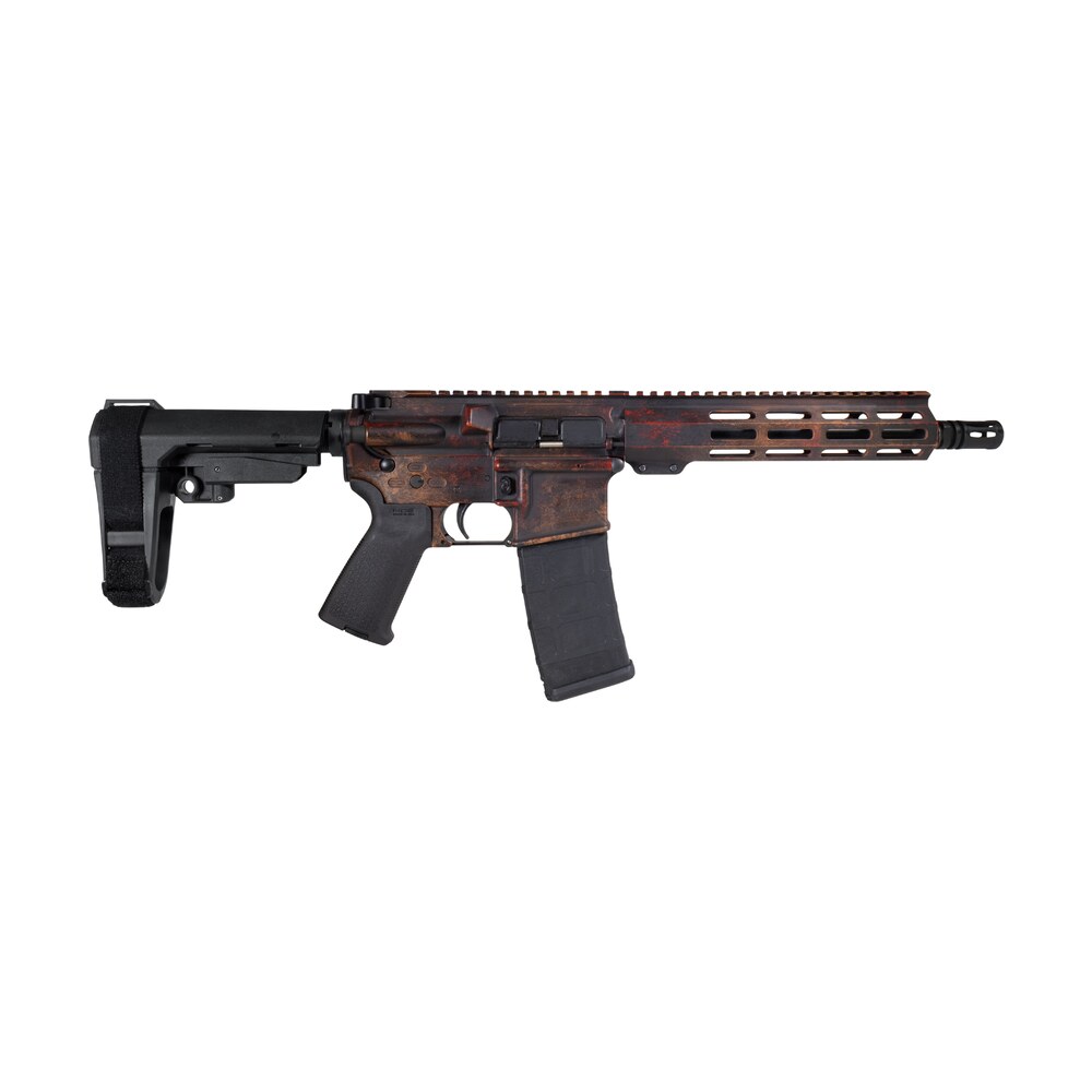 shark coast tactical scc07275rust p rust 5.56 nato 30+1 10.50" black nitride threaded barrel, aluminum receiver w/picatinny rail, m lok handguard, polymer sb tactical sba3 brace, magpul moe grip, righ Shark Coast Tactical SCC07275RUST-P Rust 5.56 NATO 30+1 10.50" Black Nitride Threaded Sports South item 193727