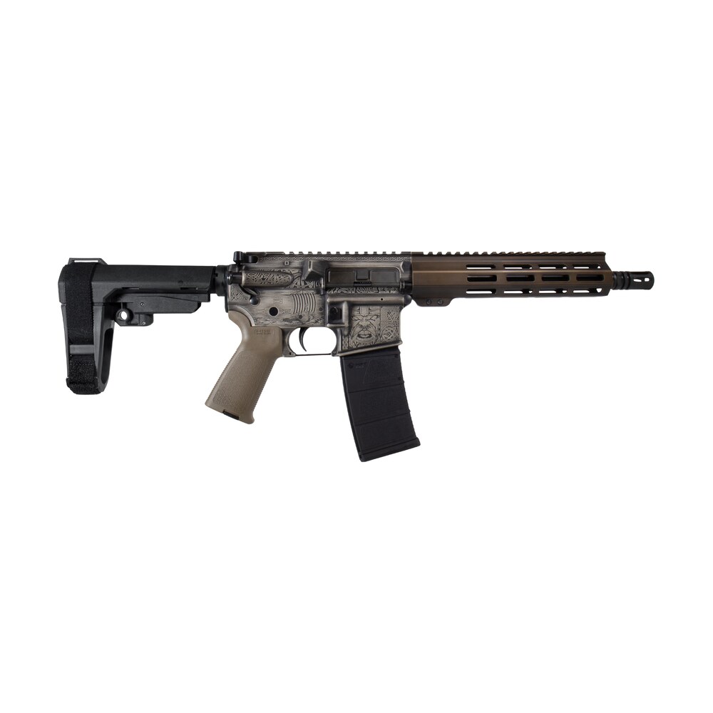 shark coast tactical scc07527vik p viking 5.56 nato 30+1 10.50" black nitride threaded barrel, aluminum receiver w/picatinny rail, m lok handguard, polymer sb tactical sba3 brace, magpul moe grip, rig Shark Coast Tactical SCC07527VIK-P Viking 5.56 NATO 30+1 10.50" Black Nitride Threaded Sports South item 193735