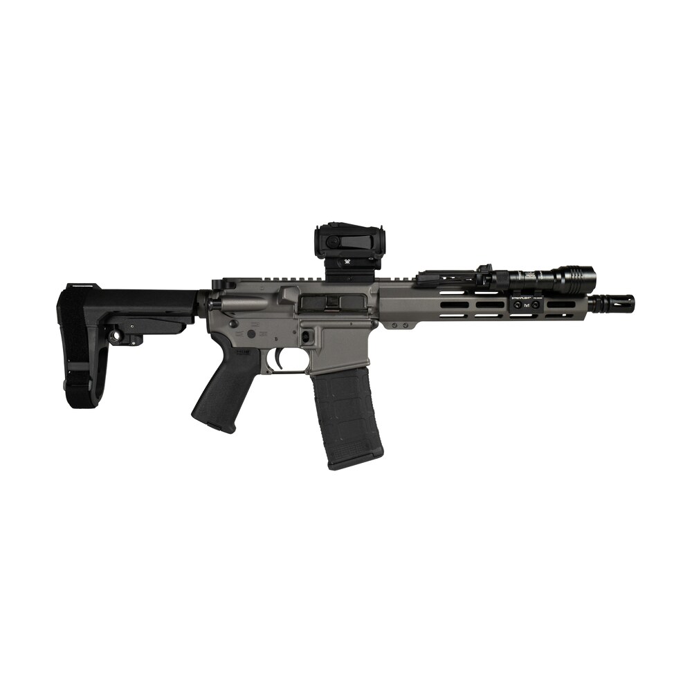 shark coast tactical scc06889gryn300 p grey night bundle 300 blackout 30+1 10" threaded barrel, aluminum receiver w/picatinny rail, m lok handguard, polymer sb tactical sba3 brace, streamlight protac Shark Coast Tactical SCC06889GRYN300-P Grey Night Bundle 300 Blackout 30+1 10" Threaded Sports South item 193746