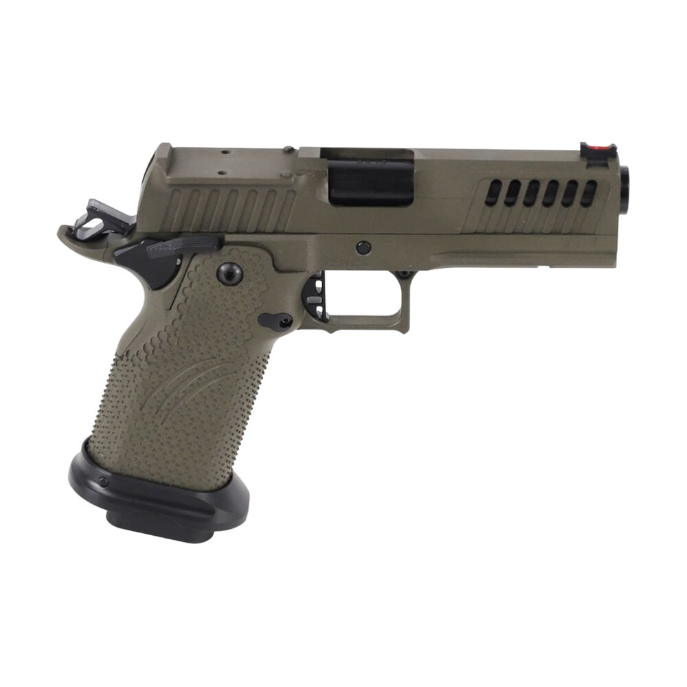fierce firearms fgz9 9 c gb grizz commander 9mm luger 19+1 4.25" black bull barrel, optic ready/serrated slide, od green cerakote w/black controls steel frame w/accessory rail, rmr footprint Fierce Firearms FGZ9-9-C-GB Grizz Commander 9mm Luger 19+1 4.25" Black Bull Sports South item 193941